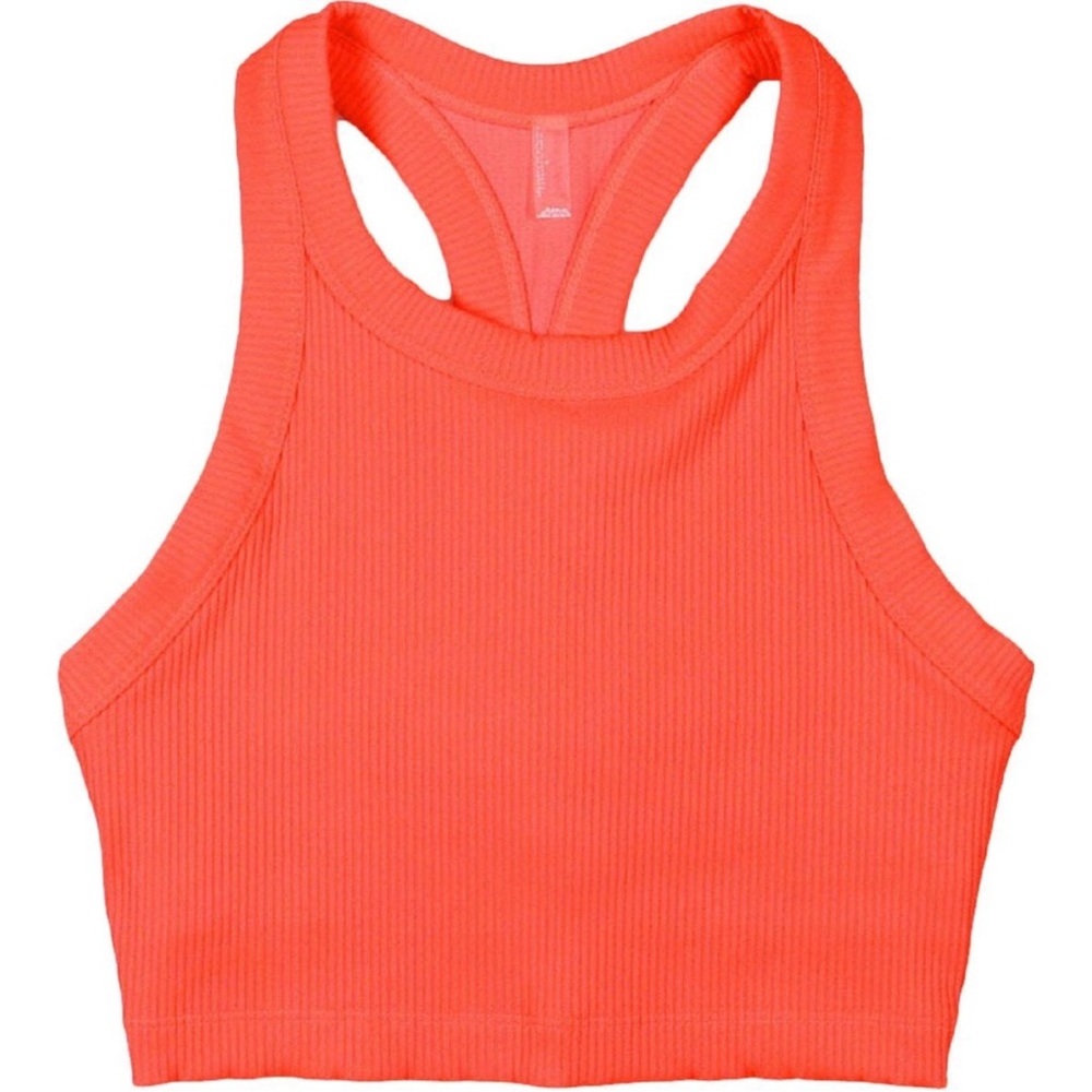 Vibrant Orange Ribbed Sports Bra